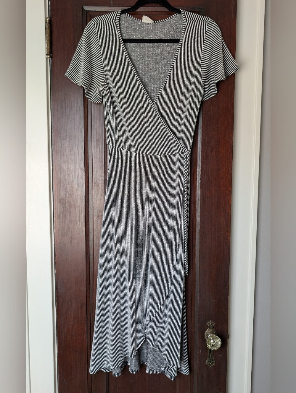 Striped Faux Wrap Dress